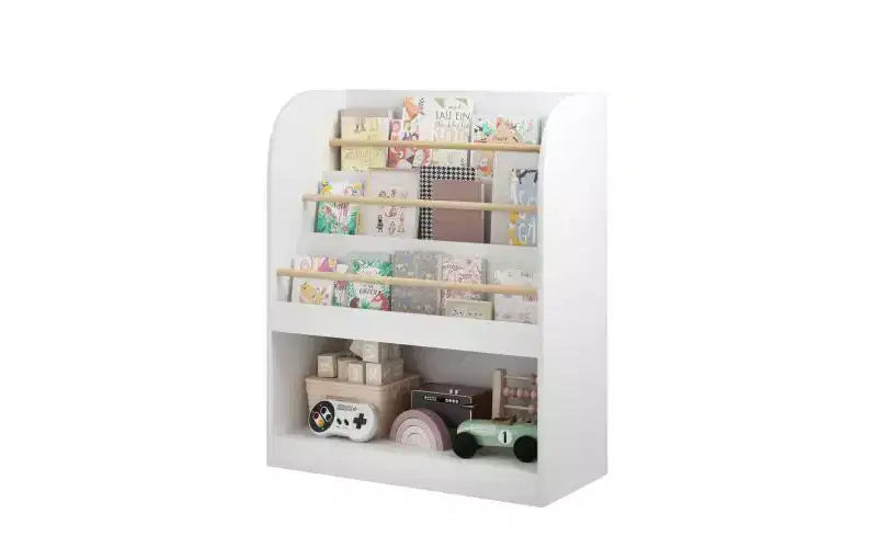 Kids Bookshelf with Open Storage, Front-Facing Children's Bookcase for Playroom, Bedroom or Nursery, White