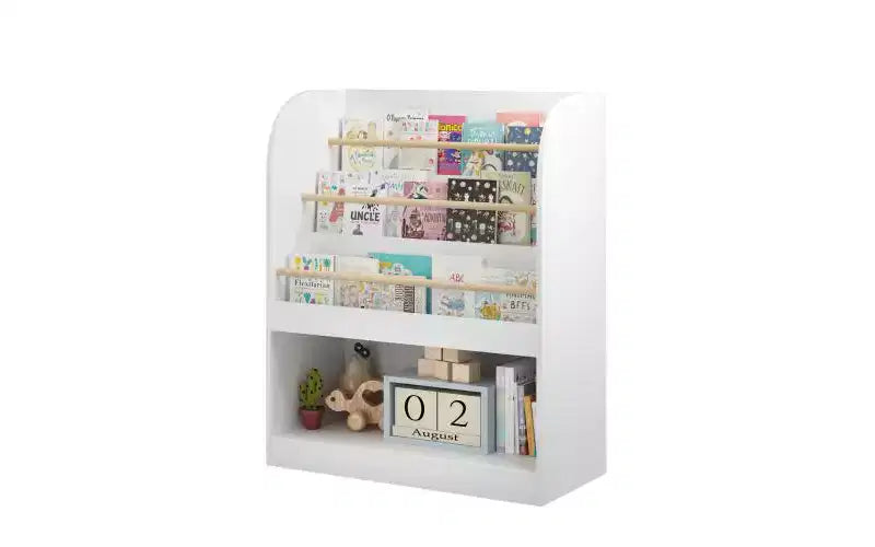 Kids Bookshelf with Open Storage, Front-Facing Children's Bookcase for Playroom, Bedroom or Nursery, White