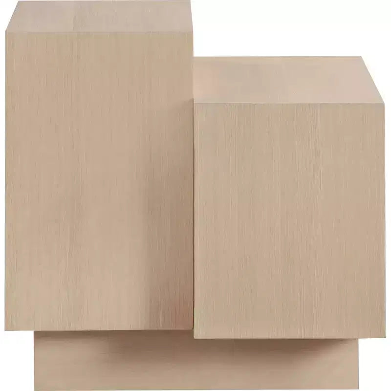 Mateo Natural Oak End Table – Art Deco Design, Oak Veneer, Multi-Level Surface
