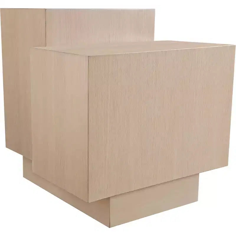 Mateo Natural Oak End Table – Art Deco Design, Oak Veneer, Multi-Level Surface