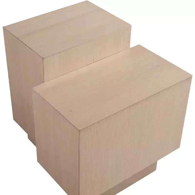 Mateo Natural Oak End Table – Art Deco Design, Oak Veneer, Multi-Level Surface