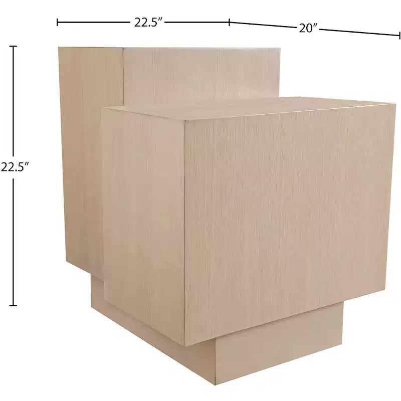 Mateo Natural Oak End Table – Art Deco Design, Oak Veneer, Multi-Level Surface