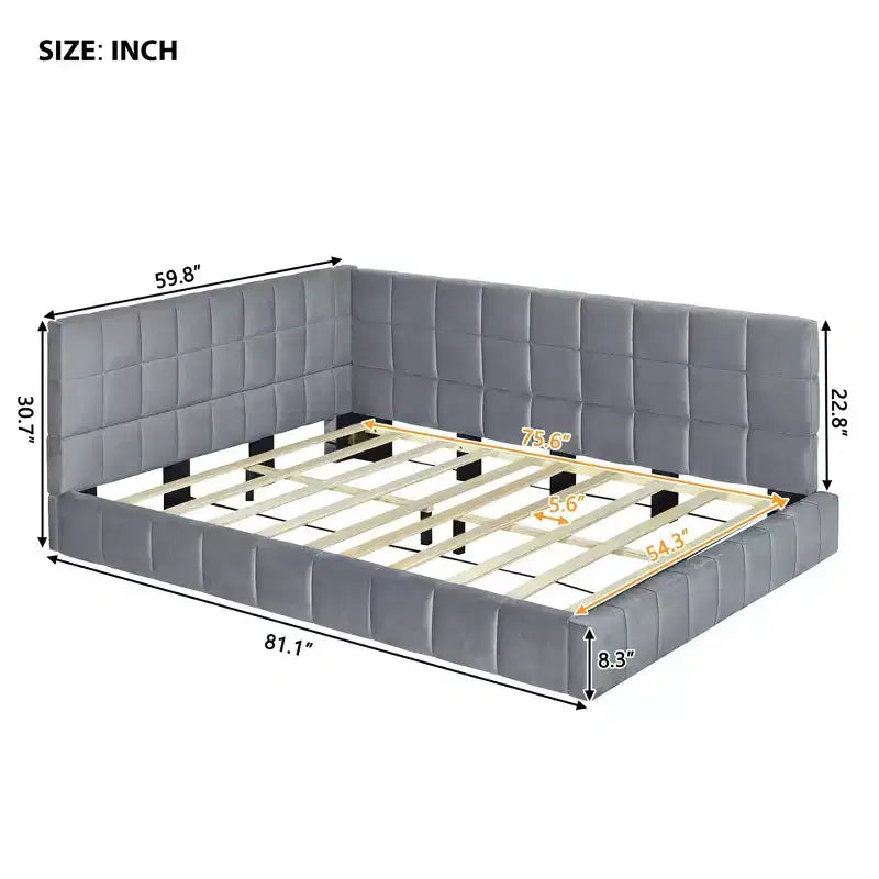 Platform Bed Frame with Adjustable Lumbar Support – 14" Height, Under-Bed Storage
