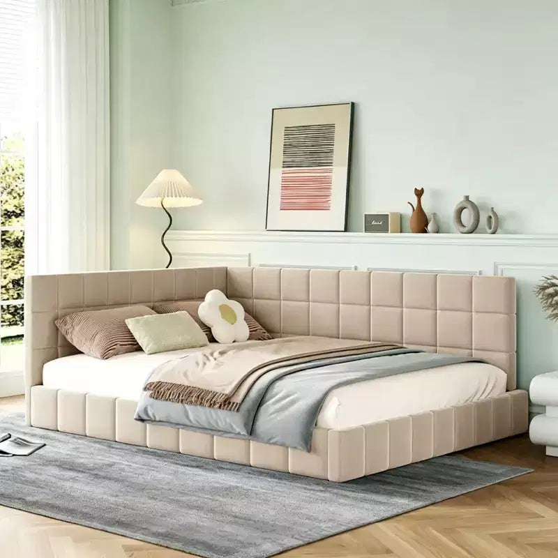 Platform Bed Frame with Adjustable Lumbar Support – 14" Height, Under-Bed Storage