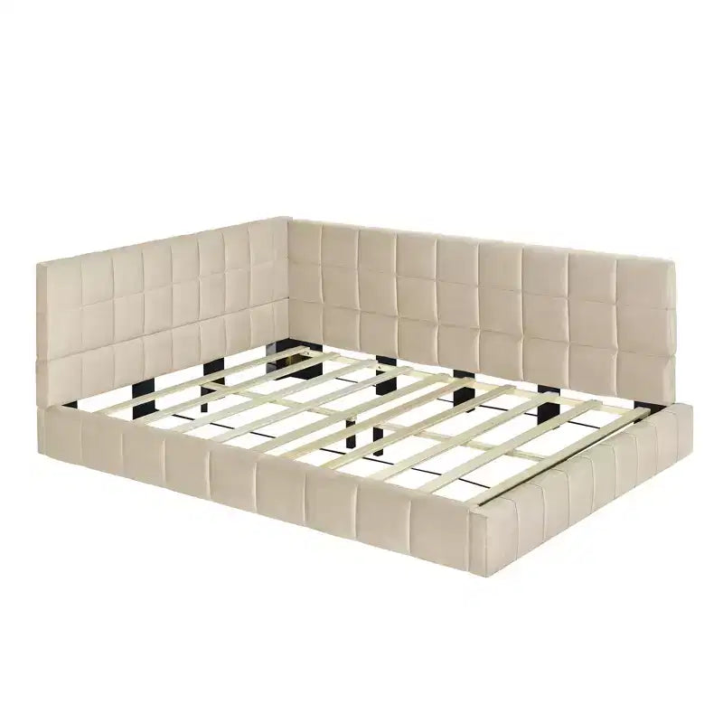Platform Bed Frame with Adjustable Lumbar Support – 14" Height, Under-Bed Storage