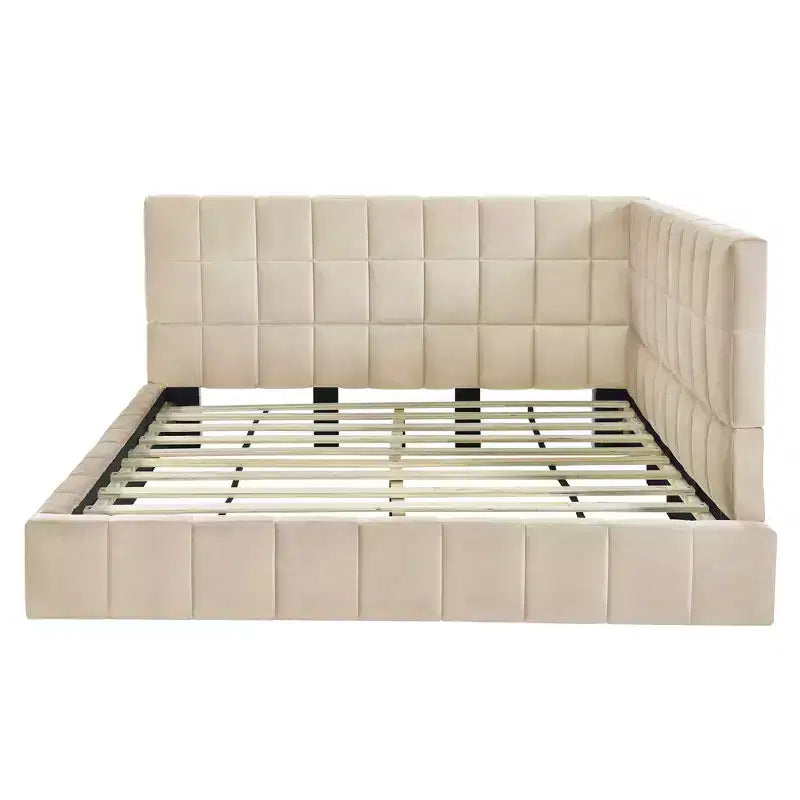 Platform Bed Frame with Adjustable Lumbar Support – 14" Height, Under-Bed Storage