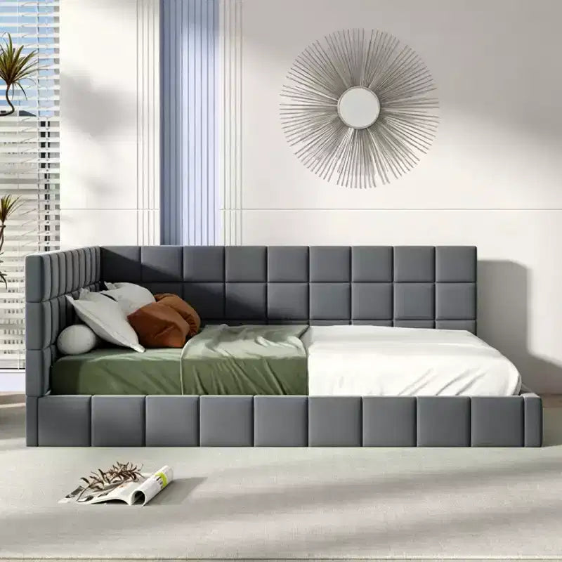 Platform Bed Frame with Adjustable Lumbar Support – 14" Height, Under-Bed Storage