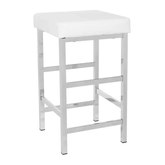 26" Chrome Backless Counter Height Barstool White - OSP Home Furnishings: Vinyl Upholstered, Metal Frame, Fixed 26.13" Seat Height