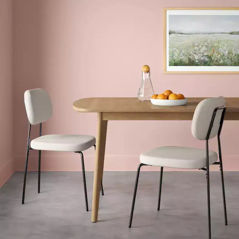 Lot de 2 chaises de salle à manger tapissées en bouclé crème