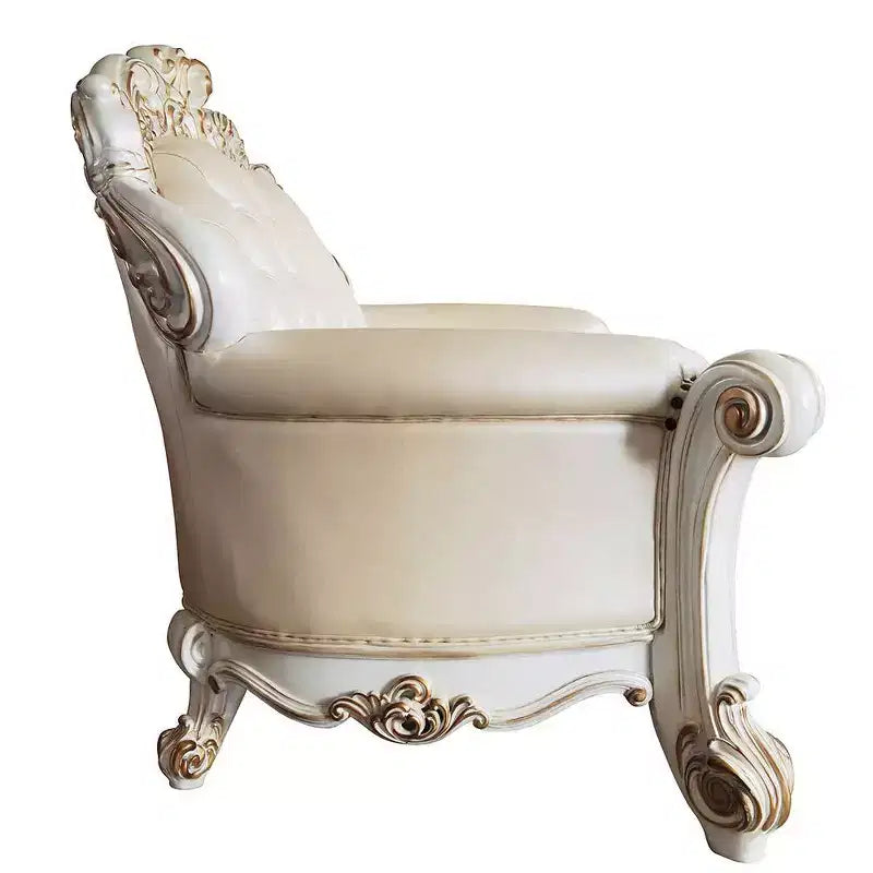 Canapé traditionnel 70" en finition champagne et perle antique