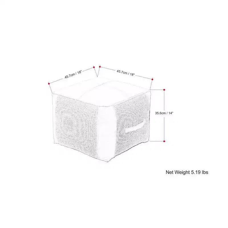 Pouf carré contemporain avec revêtement en cuir amovible, capacité de 113 kg