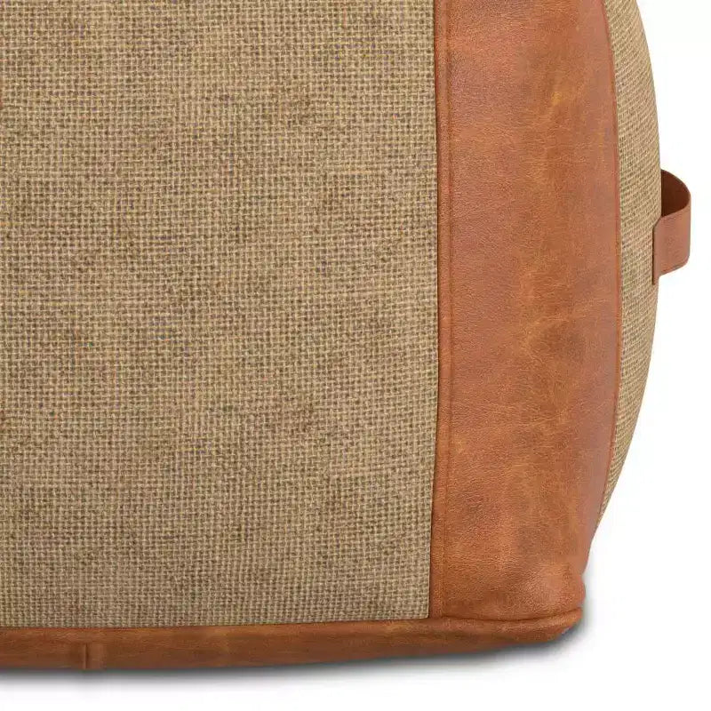Pouf carré contemporain avec revêtement en cuir amovible, capacité de 113 kg