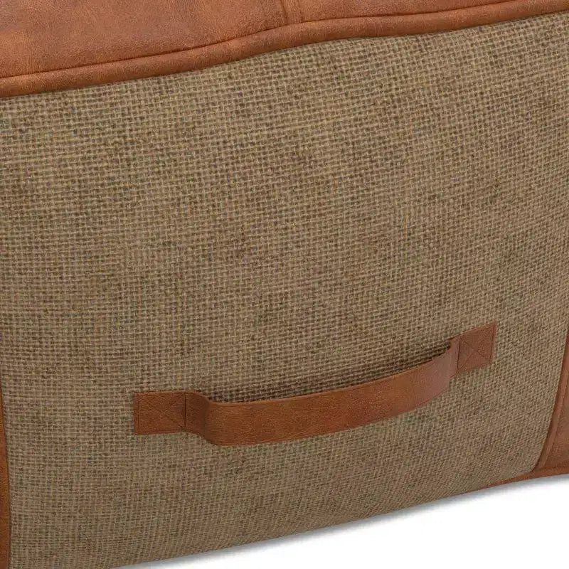 Pouf carré contemporain avec revêtement en cuir amovible, capacité de 113 kg