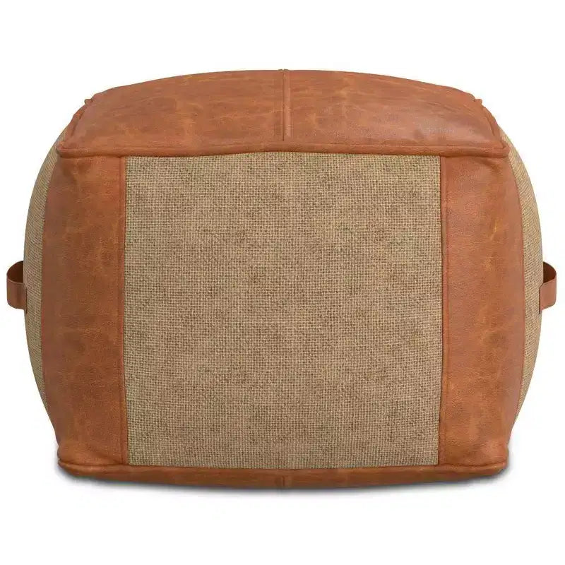 Pouf carré contemporain avec revêtement en cuir amovible, capacité de 113 kg