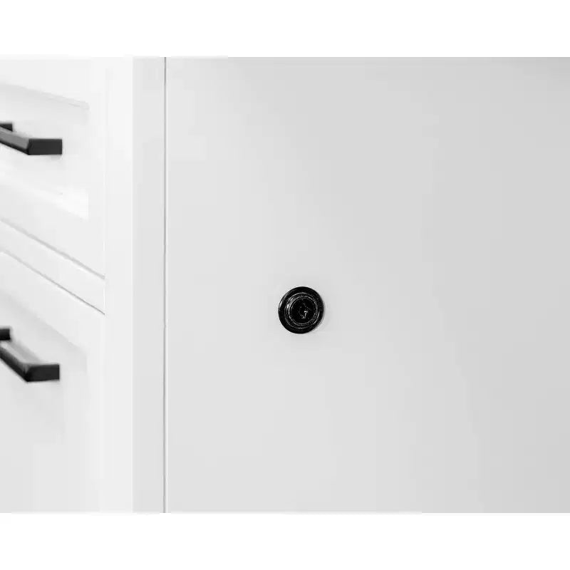 Crédence-bureau moderne en bois – Style exécutif, panneaux à rainures et languettes, ports USB