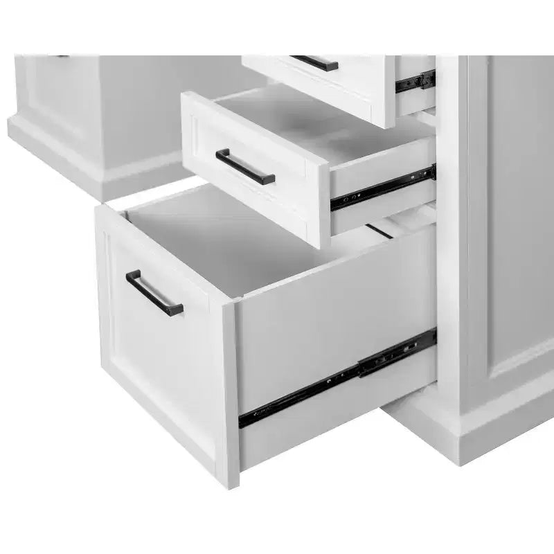Crédence-bureau moderne en bois – Style exécutif, panneaux à rainures et languettes, ports USB