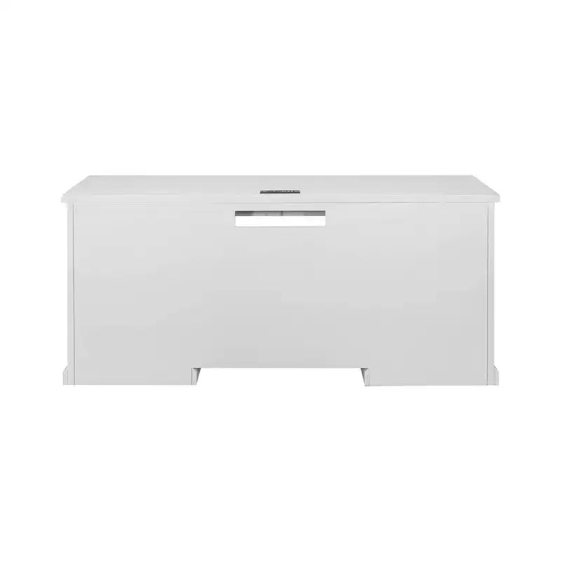 Crédence-bureau moderne en bois – Style exécutif, panneaux à rainures et languettes, ports USB