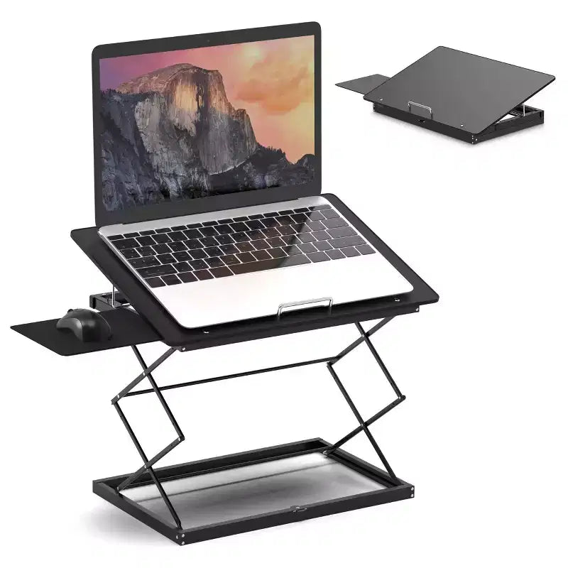 Uncaged Ergonomics Laptop Stand & Standing Desk Black: Ergonomic Adjustable Portable Desk Converter, No Assembly Required