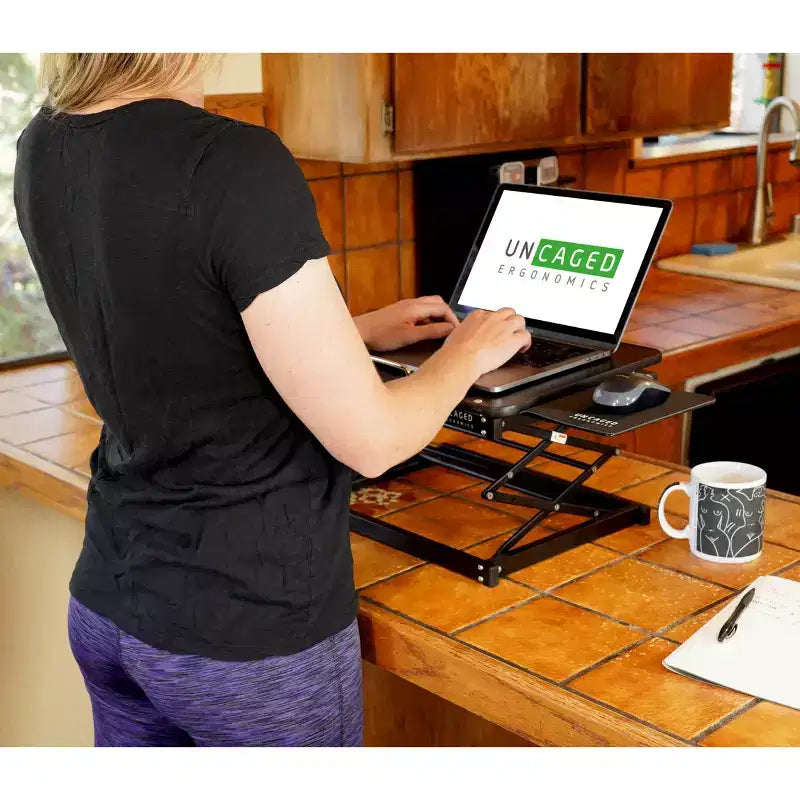 Portable Laptop Stand & Standing Desk Converter – Adjustable Height, No Assembly