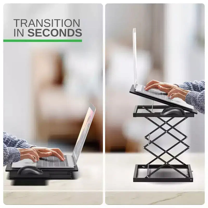 Portable Laptop Stand & Standing Desk Converter – Adjustable Height, No Assembly