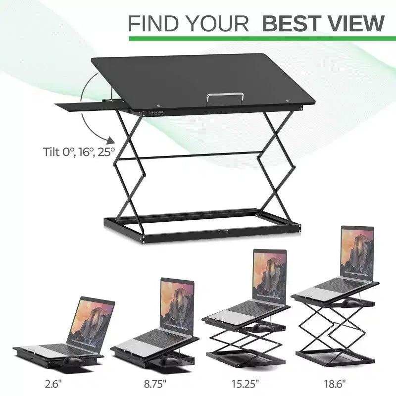 Portable Laptop Stand & Standing Desk Converter – Adjustable Height, No Assembly