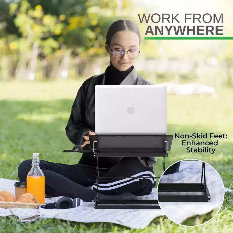 Portable Laptop Stand & Standing Desk Converter – Adjustable Height, No Assembly