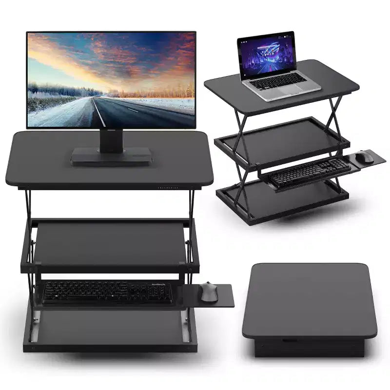 Tall Adjustable Standing Desk Riser Black - Uncaged Ergonomics