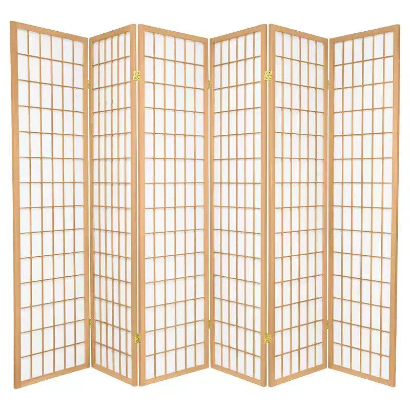 6 ft. Tall Window Pane Shoji Screen - Natural (6 Panels)