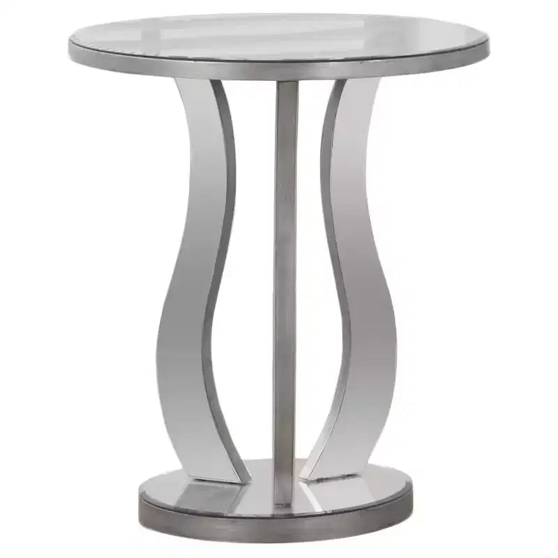 Round Accent Table with Mirror - Silver - EveryRoom: Contemporary Style, MDF Frame, Mirrored Top, 24" Height