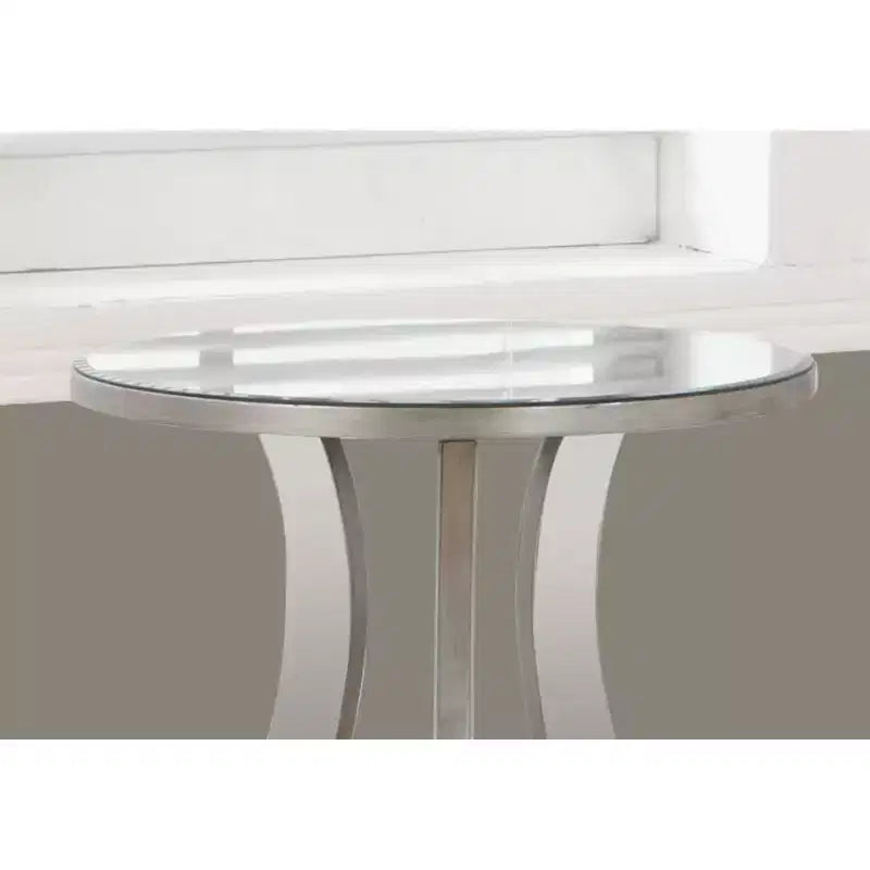 Round Accent Table with Mirror - Silver - EveryRoom: Contemporary Style, MDF Frame, Mirrored Top, 24" Height