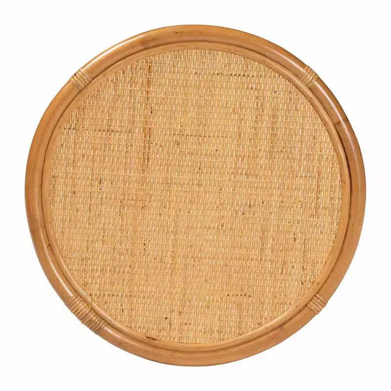 Table d'appoint ronde en rotin couleur miel clair – Aucun assemblage requis