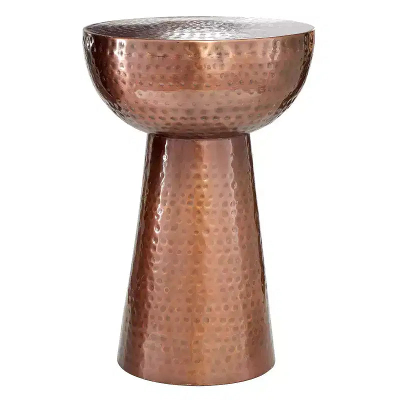 Hammered Metal Drum End Table Bronze - Olivia & May: Vintage Style, No Assembly, Metal Side Table