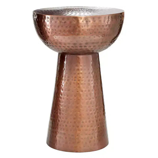 Hammered Metal Drum End Table Bronze - Olivia & May: Vintage Style, No Assembly, Metal Side Table
