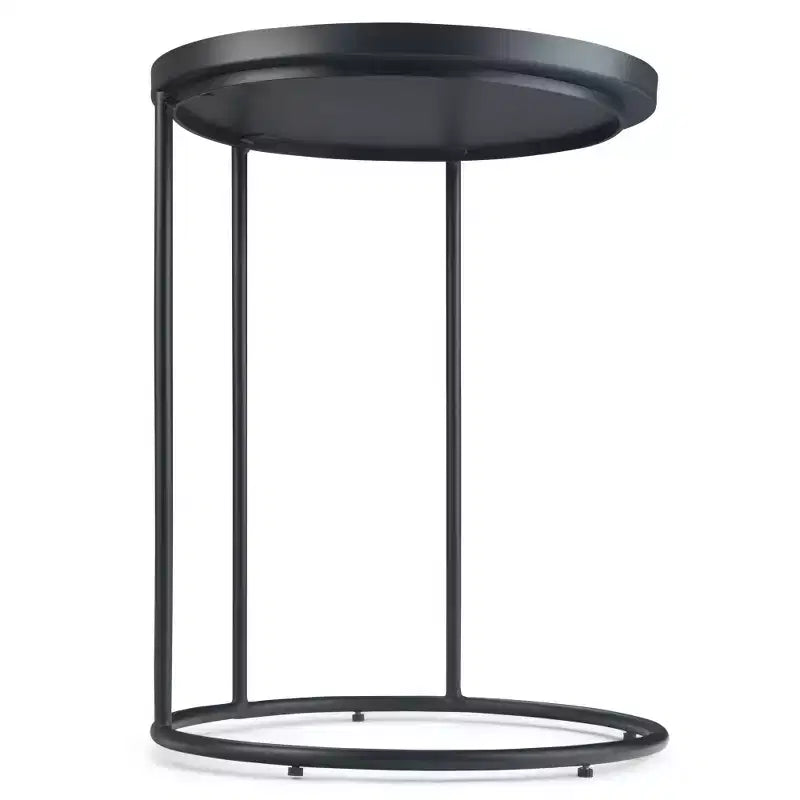 18" Lipton Industrial Metal Side Table – Black Iron, Fixed Tray Top, Open Frame