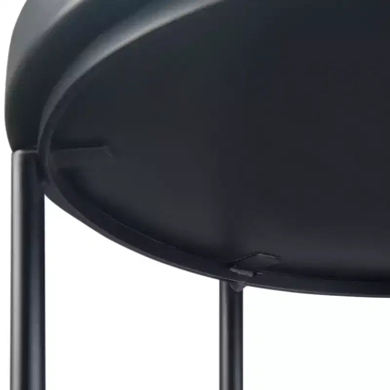 18" Lipton Industrial Metal Side Table – Black Iron, Fixed Tray Top, Open Frame