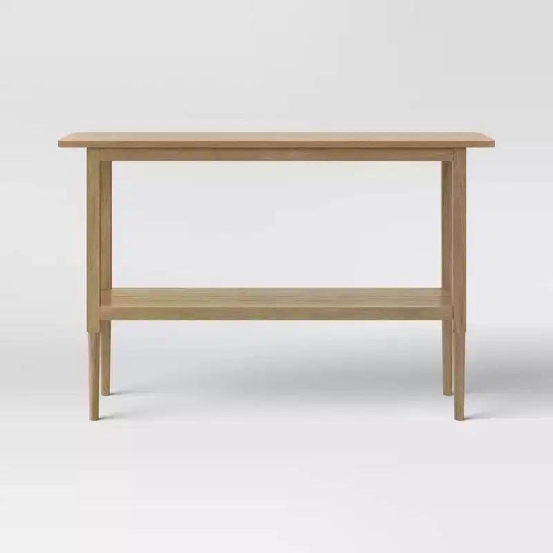 Gretna Narrow Console Table Natural - Threshold™: Solid Wood, Rustic Sofa Table with Shelf