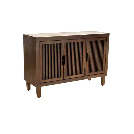 Sawyer 3 Door Cabinet Brown - Adore Decor: Bohemian Style, Ash Surface, Fixed Shelf, Anti-Tip Hardware