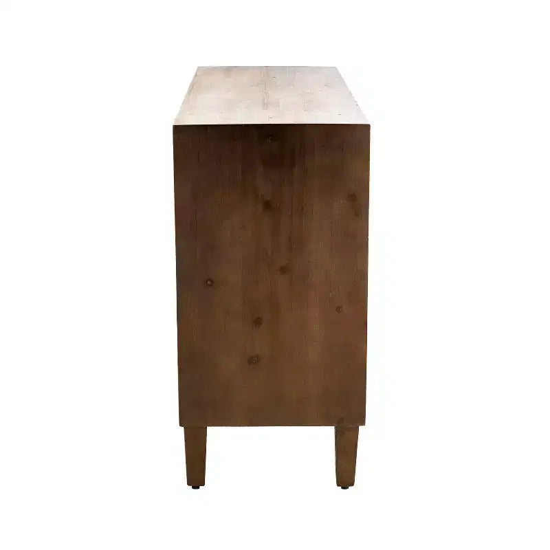 Sawyer 3-Door Bohemian Cabinet – Solid Ash Wood, Slatted Doors, Anti-Tip Hardware