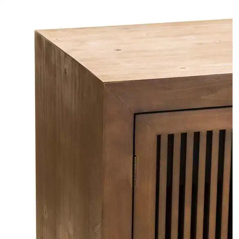 Sawyer 3-Door Bohemian Cabinet – Solid Ash Wood, Slatted Doors, Anti-Tip Hardware