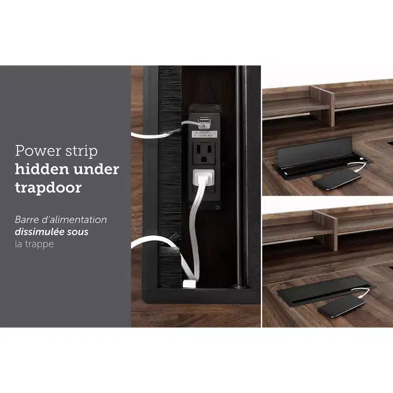 Lit plateforme simple avec 3 tiroirs – Brun/Chêne vieilli, Panneau de particules, Capacité de 250 lb