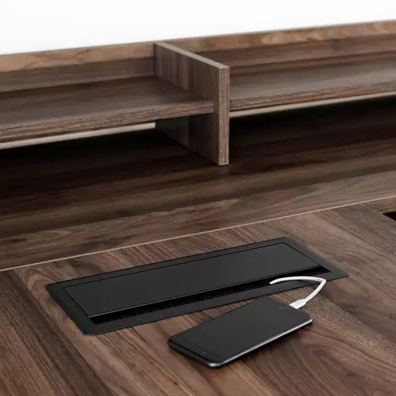 Lit plateforme simple avec 3 tiroirs – Brun/Chêne vieilli, Panneau de particules, Capacité de 250 lb