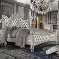 Lit King size (244 cm) perle antique - Tête de lit capitonnée de luxe, similicuir, style glamour