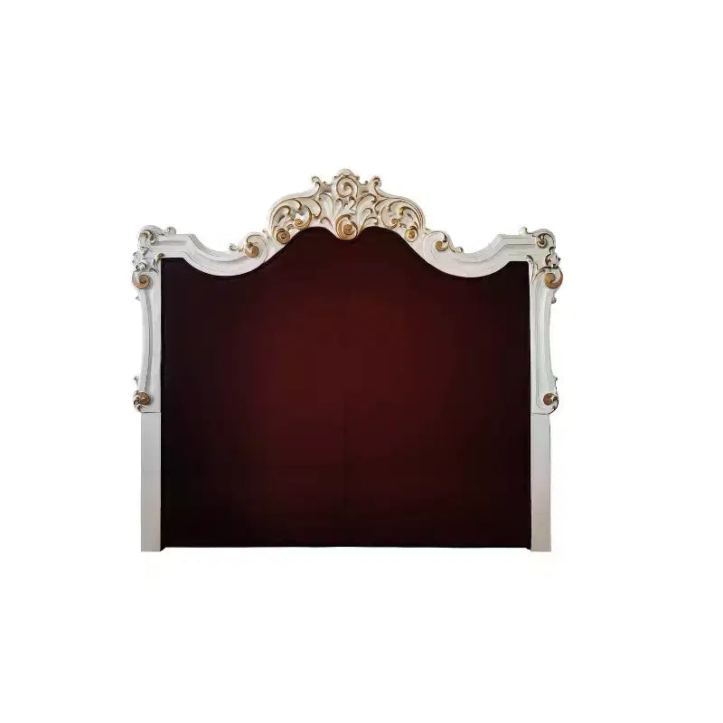 Lit King size (244 cm) perle antique - Tête de lit capitonnée de luxe, similicuir, style glamour