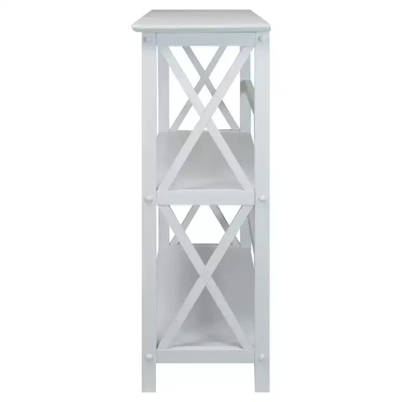 33.5" Montego 3-Tier Solid Wood Bookcase – Contemporary X-Design, 4 Legs