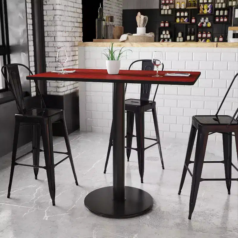 30"x48" Rectangular Bar Height Laminate Table – Cast Iron Base, 300 lb Capacity