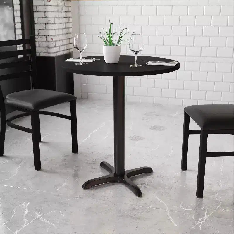 30" Round Laminate Hospitality Table with 22"x22" Cast Iron Base – 300 lb Capacity