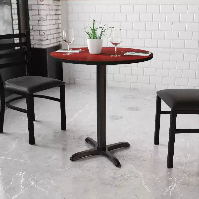 30" Round Laminate Hospitality Table with 22"x22" Cast Iron Base – 300 lb Capacity