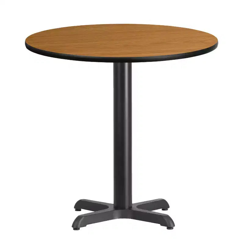 30" Round Laminate Hospitality Table with 22"x22" Cast Iron Base – 300 lb Capacity