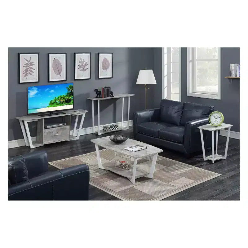 Graystone Coffee Table with Lower Shelf – MDF Top, Wood Composite Frame