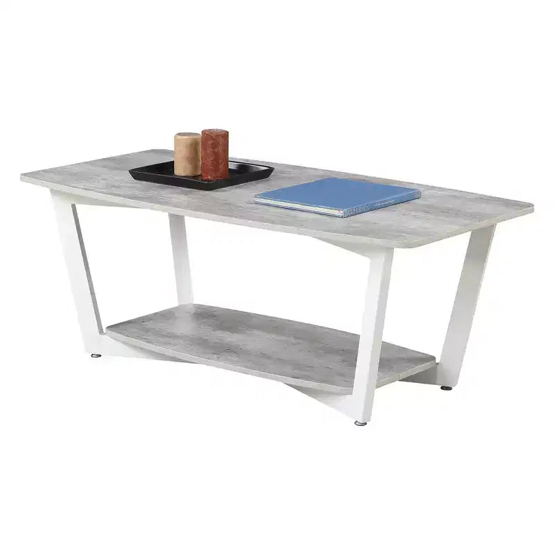 Graystone Coffee Table with Lower Shelf – MDF Top, Wood Composite Frame